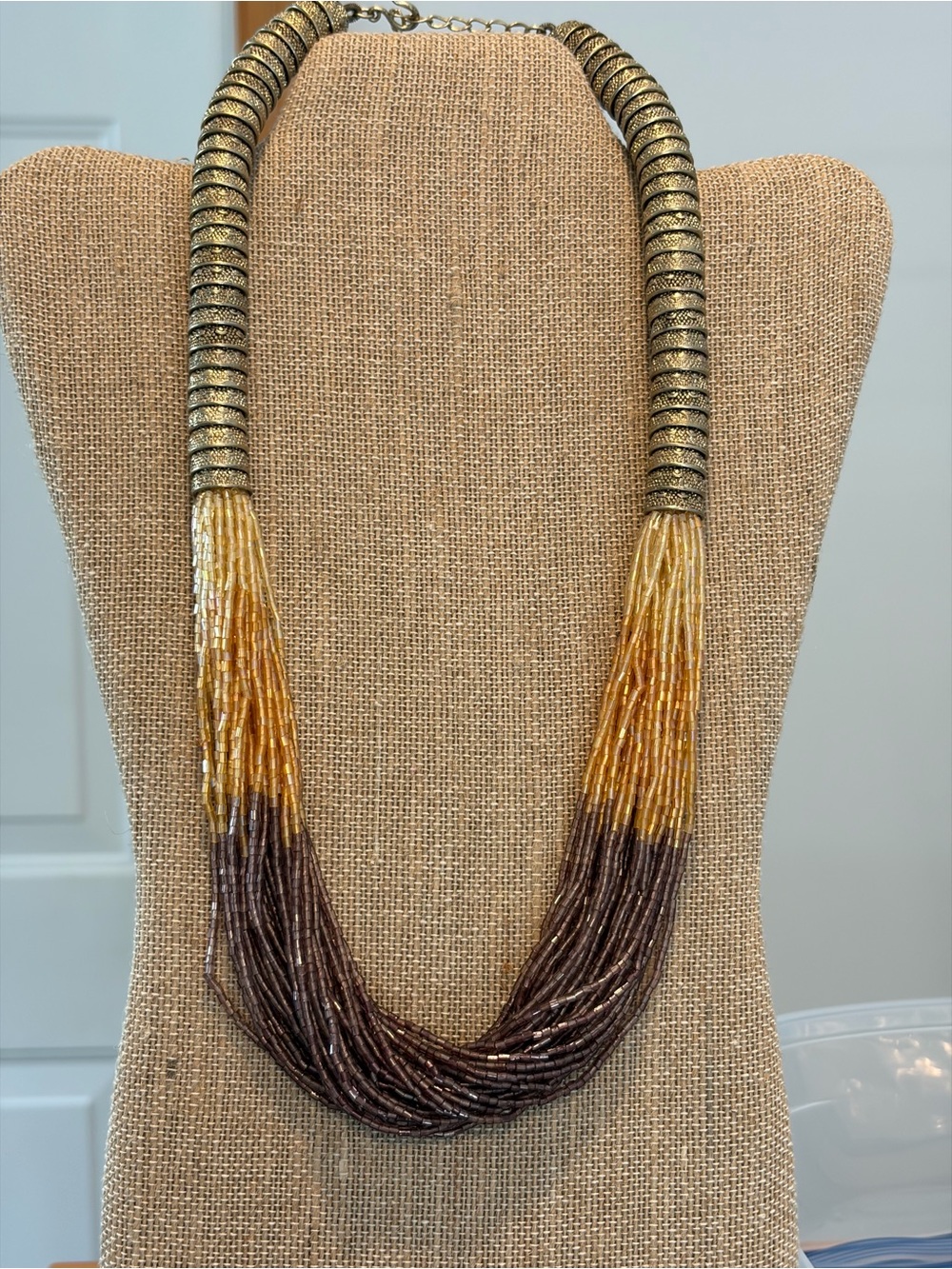 Spectacular Monet seed bead statement necklace